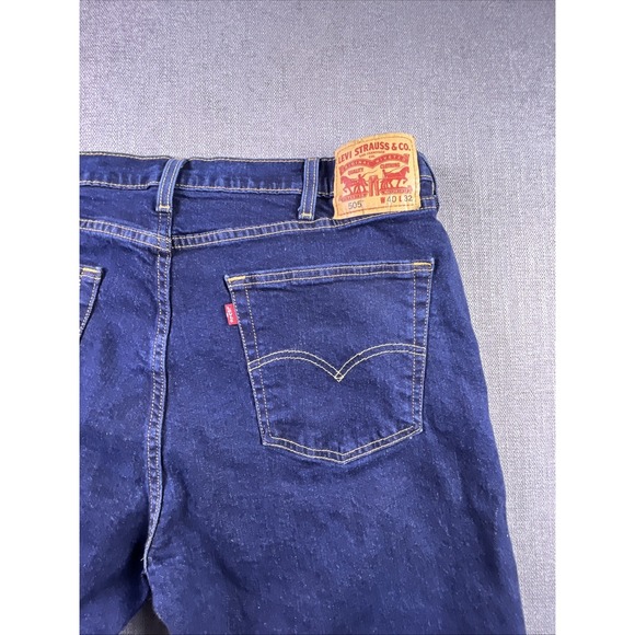 Levi's 505 Jeans Men's 40x32 Blue Dark Straight Cowboy Biker Preppy Stretch - Picture 14 of 15